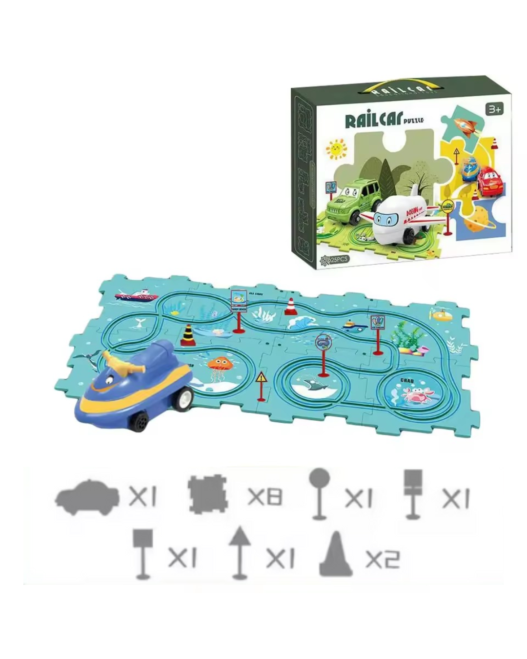 Puzzle-Rennstrecke - Baue, lerne, spiele!